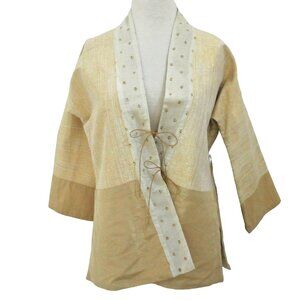 DOSA Iridescent Gold metallic Eleanor jacket kimono style sz 1 XS S tie front